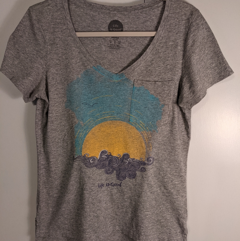 Life is Good Tee with pocket.